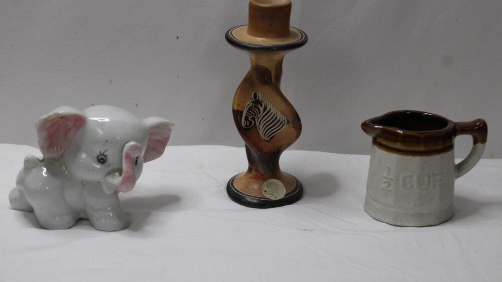Vintage Knick Knack Lot Ceramic Elephant Sophia Ann Soapstone Zebra Creamer